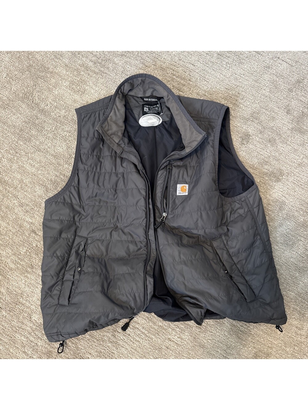 Carhartt Vest Men's Size XL Black Full Zip Puffer Rain Defender Relaxed Fit